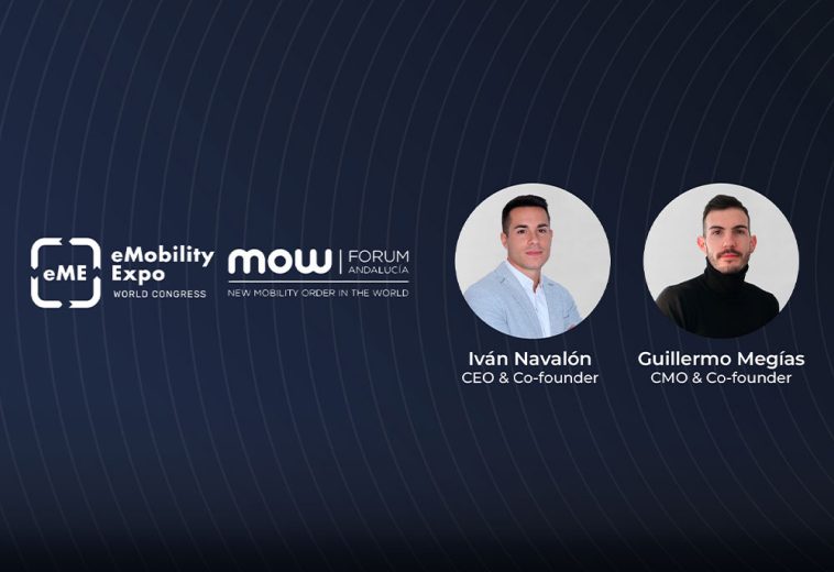 Hydros Power founders at eMobility World Congress with event logos